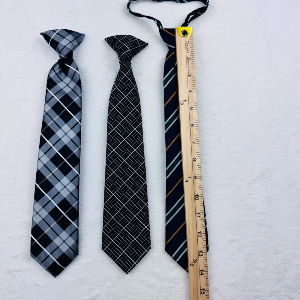 Boys clip on ties. Bundle of 3 ties. 2 clip on, 1 adjustable neck strap tie.